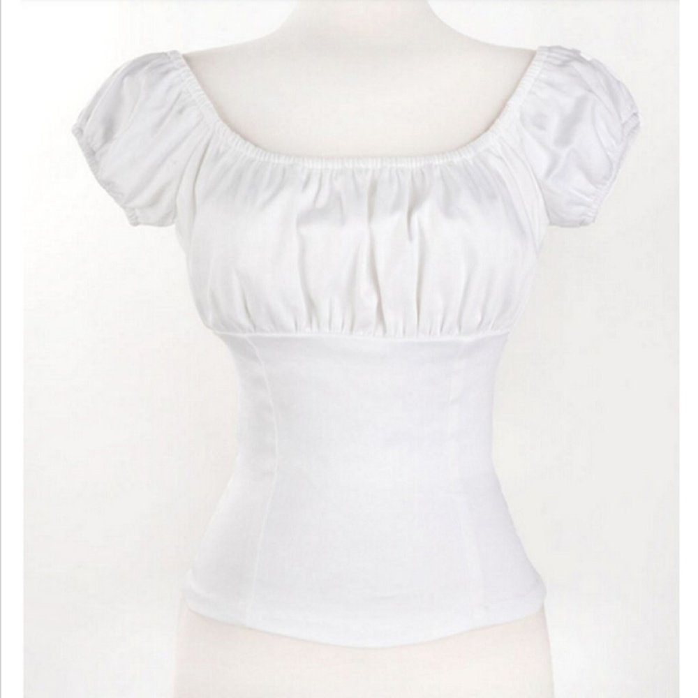 Pinup Couture Peasant Top in White |